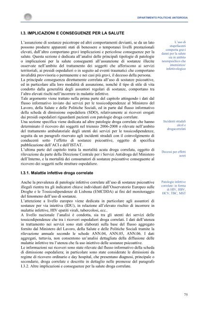 La Relazione 2010 - Dipartimento per le politiche antidroga