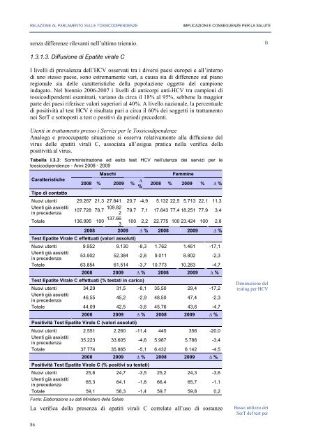 La Relazione 2010 - Dipartimento per le politiche antidroga