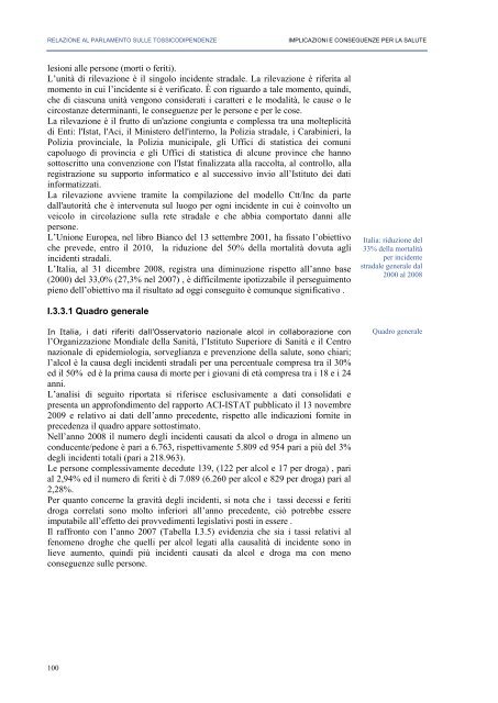 La Relazione 2010 - Dipartimento per le politiche antidroga