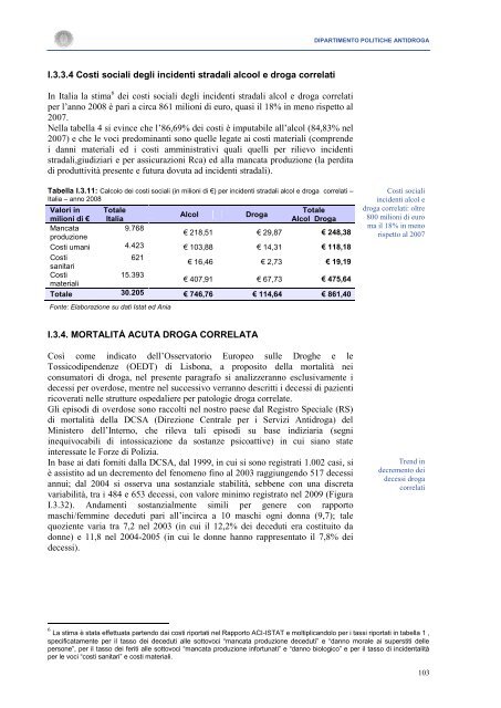 La Relazione 2010 - Dipartimento per le politiche antidroga