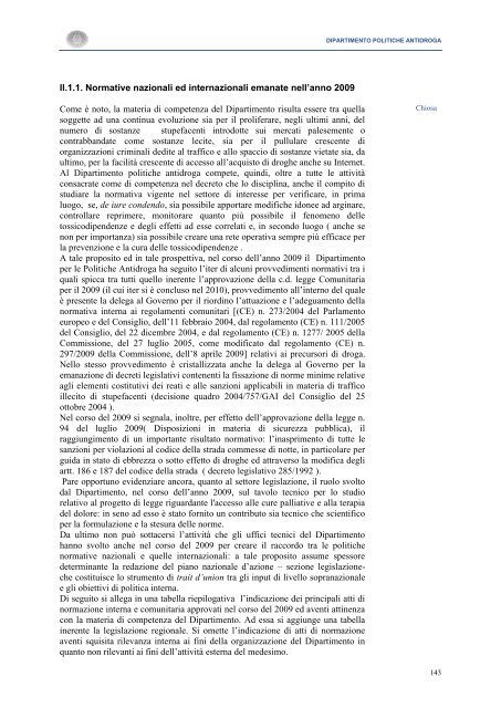 La Relazione 2010 - Dipartimento per le politiche antidroga