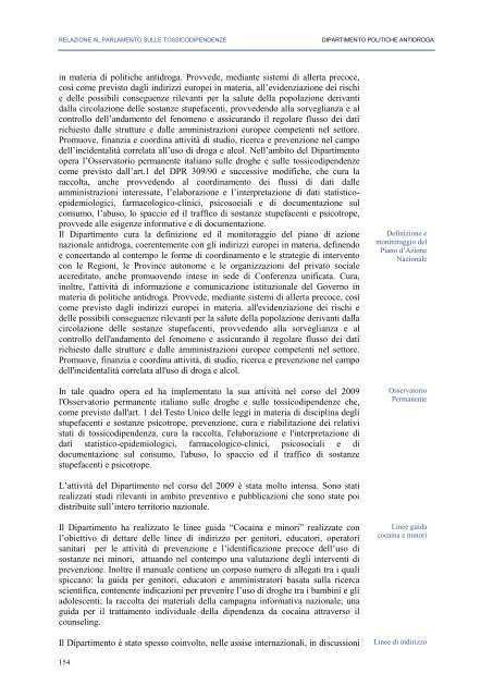 La Relazione 2010 - Dipartimento per le politiche antidroga