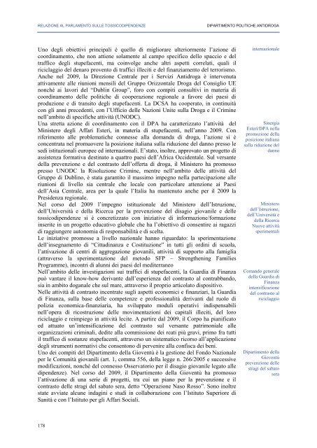 La Relazione 2010 - Dipartimento per le politiche antidroga