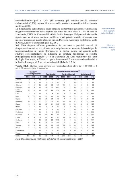 La Relazione 2010 - Dipartimento per le politiche antidroga