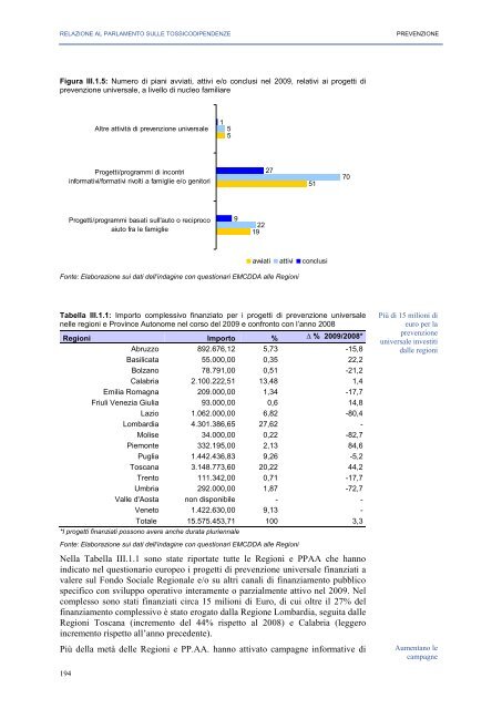 La Relazione 2010 - Dipartimento per le politiche antidroga