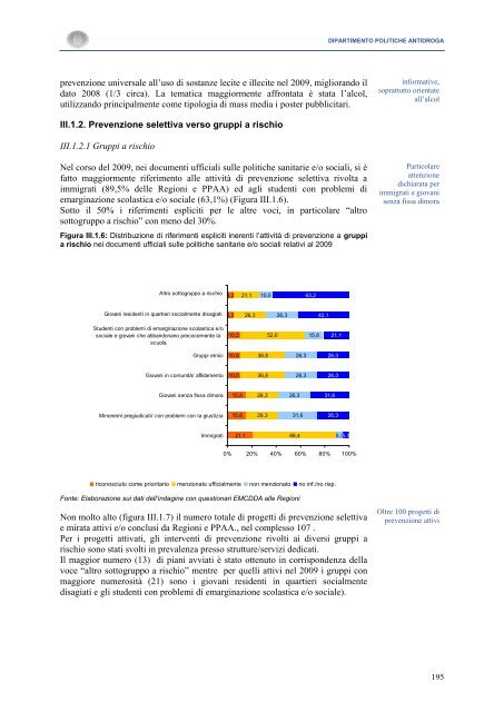 La Relazione 2010 - Dipartimento per le politiche antidroga