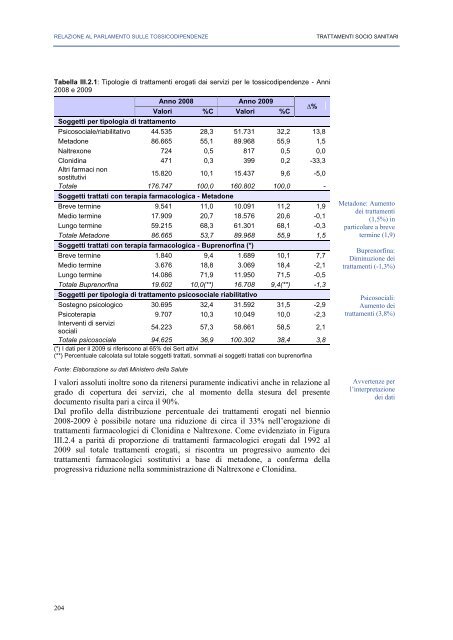 La Relazione 2010 - Dipartimento per le politiche antidroga