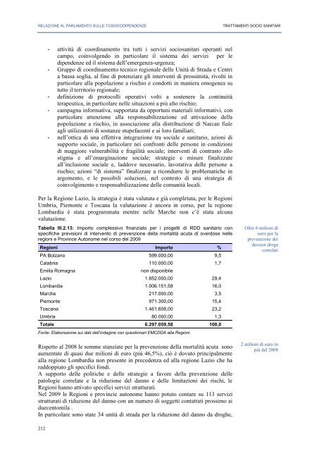 La Relazione 2010 - Dipartimento per le politiche antidroga