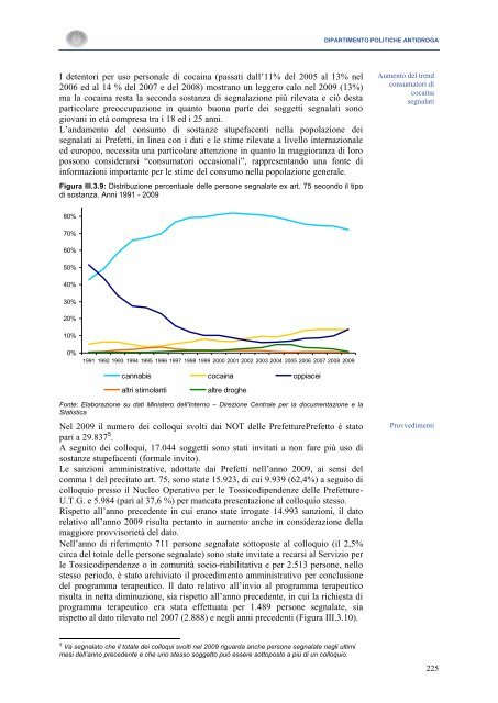 La Relazione 2010 - Dipartimento per le politiche antidroga