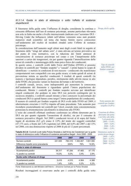 La Relazione 2010 - Dipartimento per le politiche antidroga