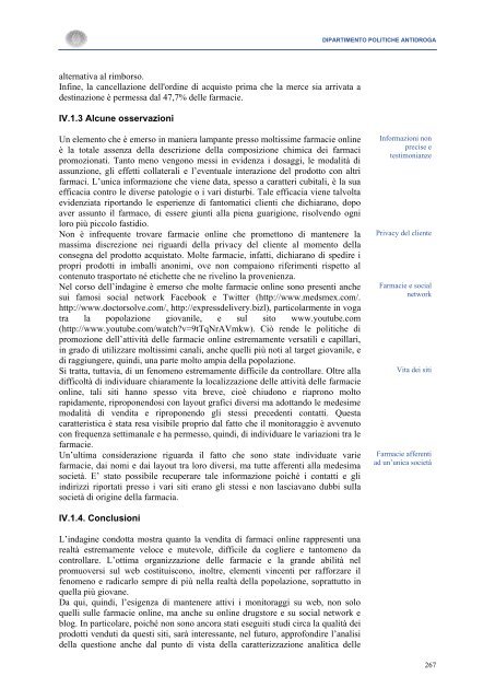 La Relazione 2010 - Dipartimento per le politiche antidroga