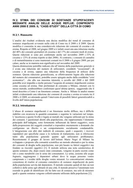 La Relazione 2010 - Dipartimento per le politiche antidroga