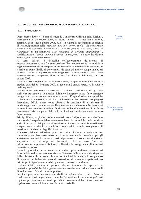 La Relazione 2010 - Dipartimento per le politiche antidroga