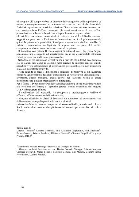 La Relazione 2010 - Dipartimento per le politiche antidroga