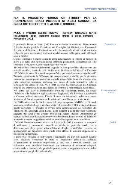 La Relazione 2010 - Dipartimento per le politiche antidroga