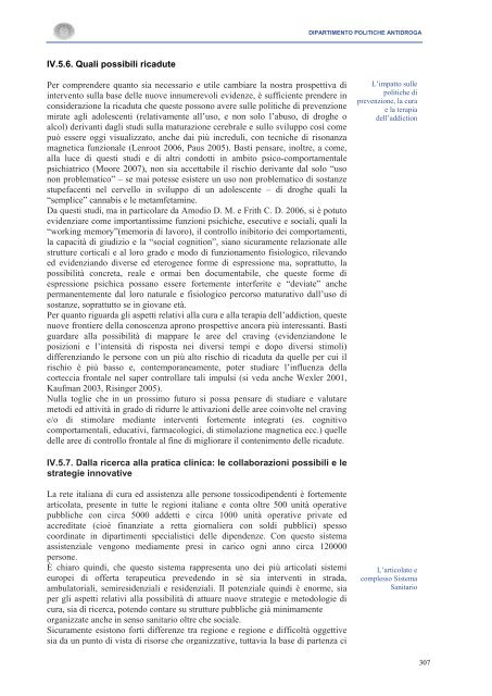 La Relazione 2010 - Dipartimento per le politiche antidroga