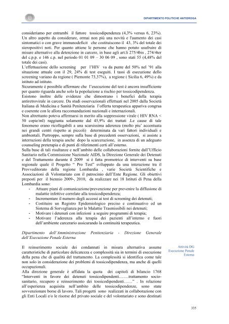 La Relazione 2010 - Dipartimento per le politiche antidroga