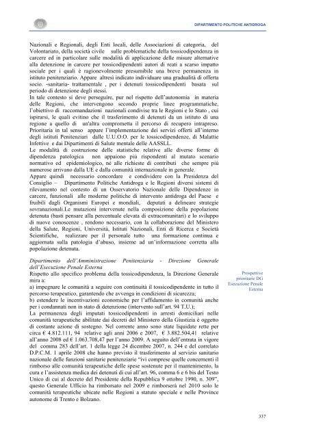 La Relazione 2010 - Dipartimento per le politiche antidroga