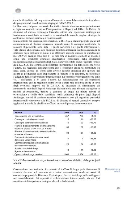 La Relazione 2010 - Dipartimento per le politiche antidroga