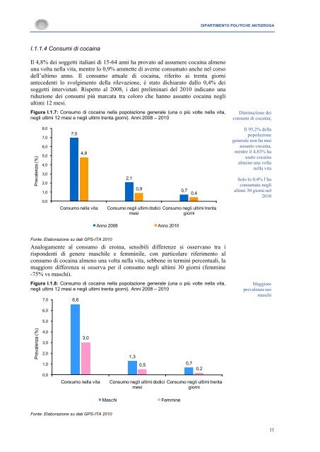 La Relazione 2010 - Dipartimento per le politiche antidroga