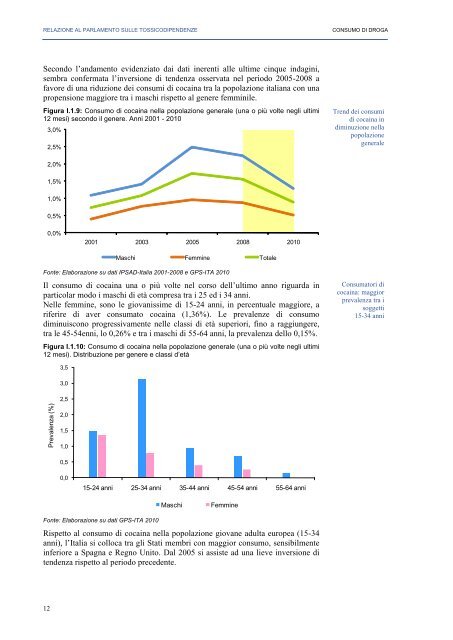 La Relazione 2010 - Dipartimento per le politiche antidroga