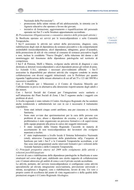 La Relazione 2010 - Dipartimento per le politiche antidroga