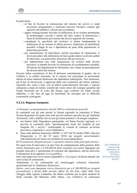 La Relazione 2010 - Dipartimento per le politiche antidroga