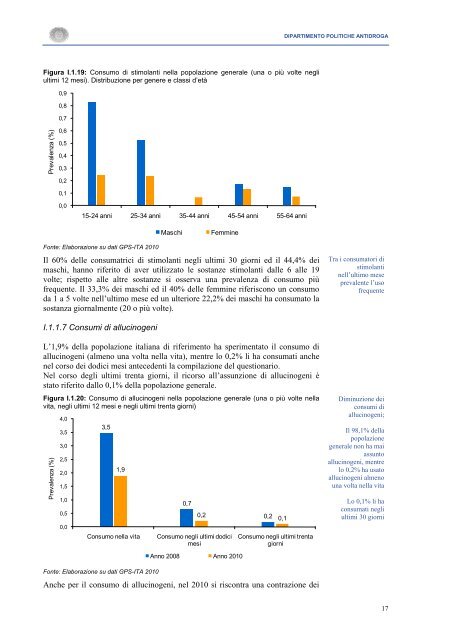 La Relazione 2010 - Dipartimento per le politiche antidroga