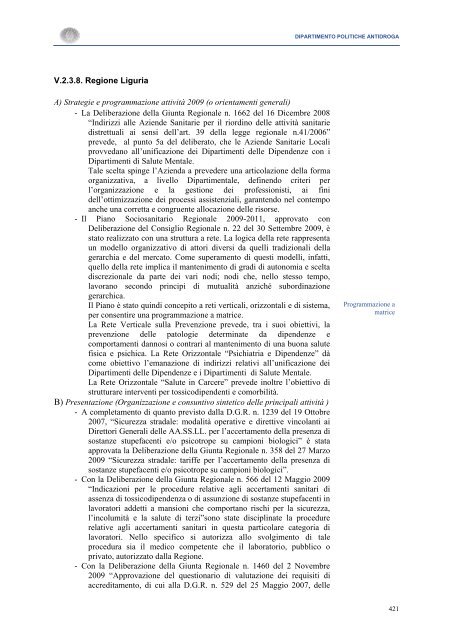 La Relazione 2010 - Dipartimento per le politiche antidroga