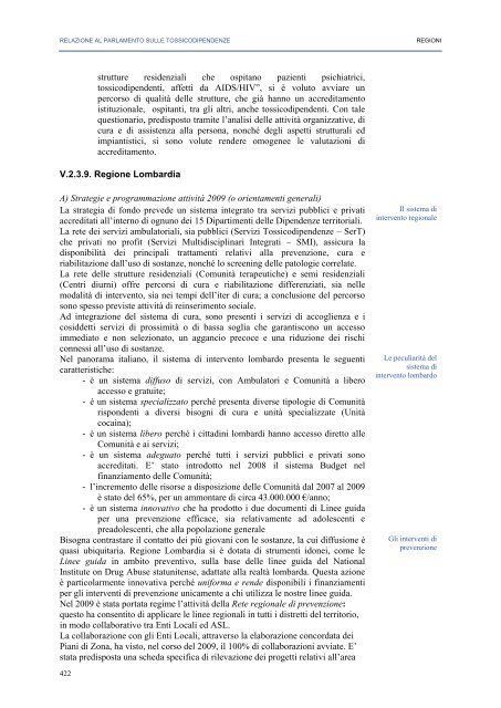 La Relazione 2010 - Dipartimento per le politiche antidroga