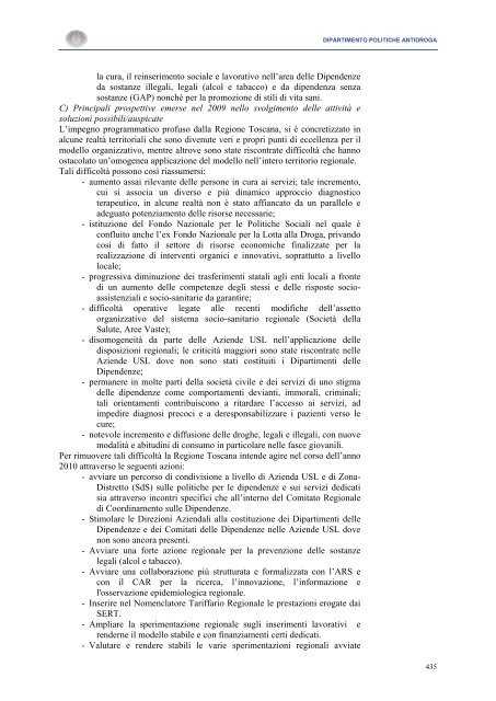 La Relazione 2010 - Dipartimento per le politiche antidroga