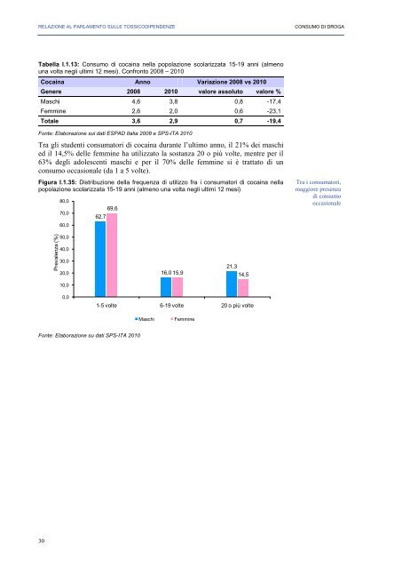 La Relazione 2010 - Dipartimento per le politiche antidroga