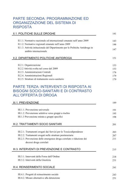 La Relazione 2010 - Dipartimento per le politiche antidroga