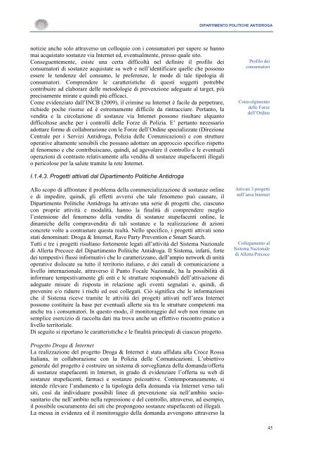 La Relazione 2010 - Dipartimento per le politiche antidroga