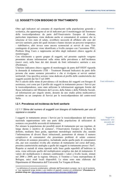 La Relazione 2010 - Dipartimento per le politiche antidroga