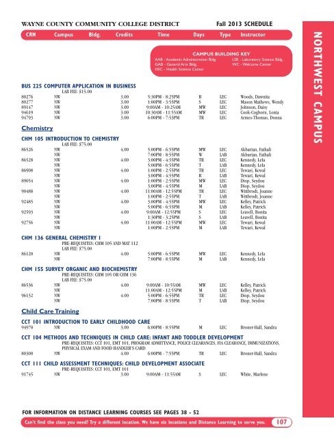 Fall 2013 Academic Schedule - Wayne County Community College