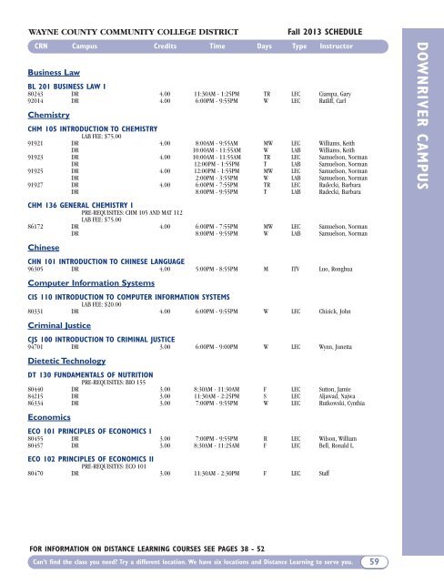 Fall 2013 Academic Schedule - Wayne County Community College