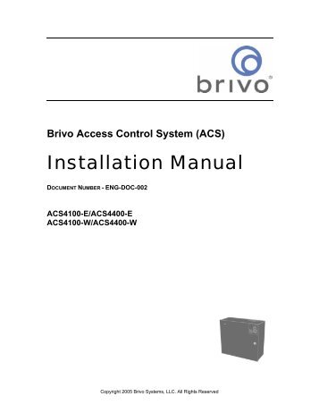 ACS4000 Installation Manual - Brivo Systems