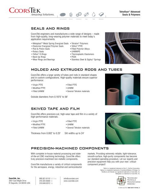 Tetrafluor Seals and Polymers - CoorsTek