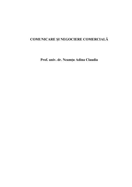 COMUNICARE ÅI NEGOCIERE COMERCIALÄ Prof. univ. dr ...