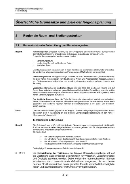 Regionalplan Chemnitz - Erzgebirge Fortschreibung