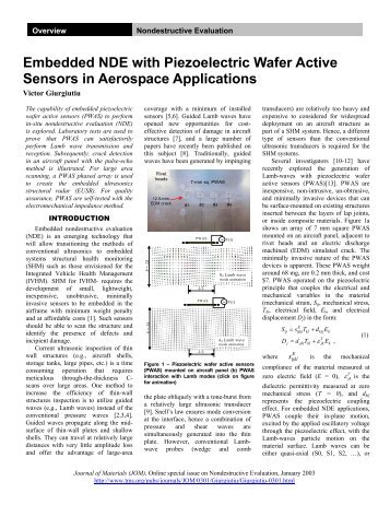 Embedded NDE with Piezoelectric Wafer Active Sensors in ...