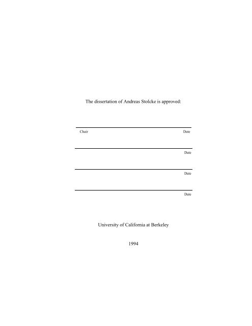 Andreas stolcke dissertation