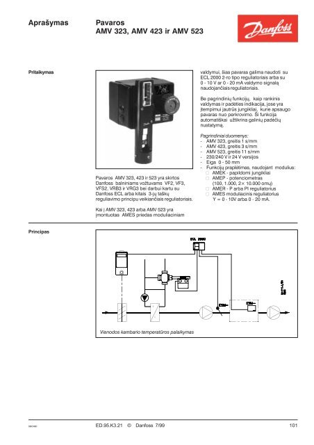 Aprasymas Pavaros AMV 323, AMV 423 ir AMV 523 - Danfoss