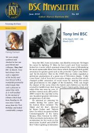 Tony Imi BSC - The British Society of Cinematographers
