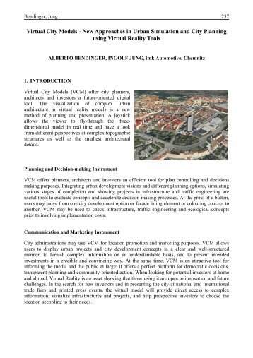 Virtual City Models - New Approaches in Urban Simulation and City ...