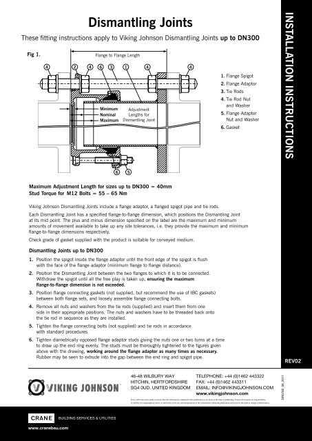 Viking Johnson Dismantling Joints Installation Instructions