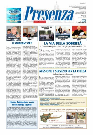 Presenza n. 20 del 9/10/2011 - Arcidiocesi di Ancona-Osimo