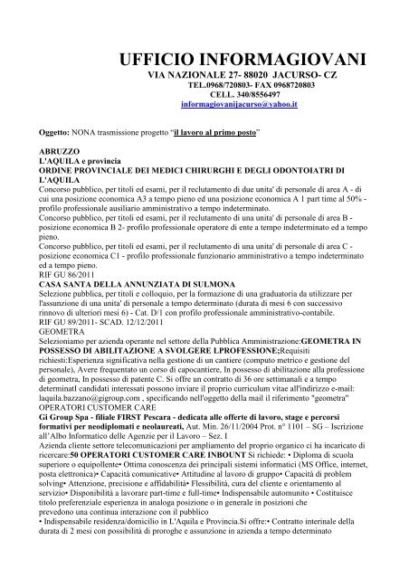 Ottima lettera di presentazione