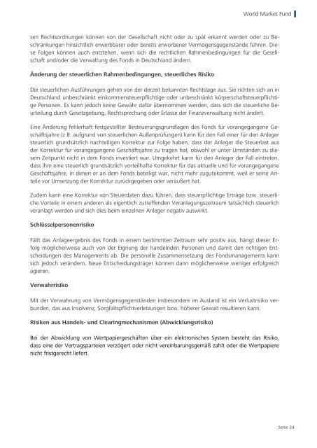 World Market Fund - Hauck & AufhÃ¤user Privatbankiers KGaA